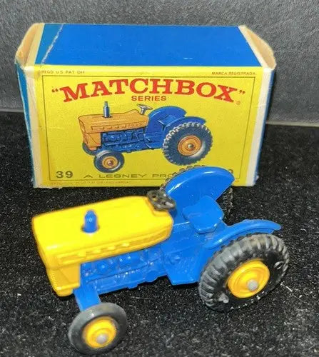 MATCHBOX NO # 39-C FORD Tractor Blue and Yellow w/Box 1967 - Action Figure & Toy