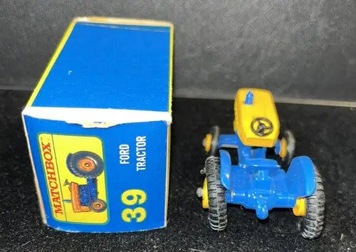 MATCHBOX NO # 39-C FORD Tractor Blue and Yellow w/Box 1967 - Action Figure & Toy
