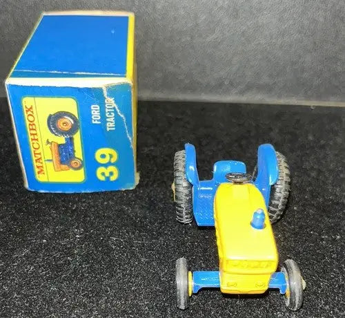 MATCHBOX NO # 39-C FORD Tractor Blue and Yellow w/Box 1967 - Action Figure & Toy