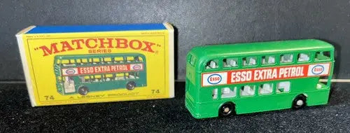 MATCHBOX NO # 74-B 74B Daimler Bus GREEN ESSO Extra Petrol 1966 NMT - Action Figure & Toy