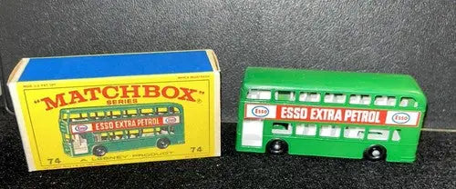MATCHBOX NO # 74-B 74B Daimler Bus GREEN ESSO Extra Petrol 1966 NMT - Action Figure & Toy