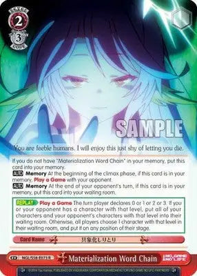 Materialization Word Chain - No Game No Life - NGL/S58-E073 R - NM Weiss Schwarz - TCG Card Single