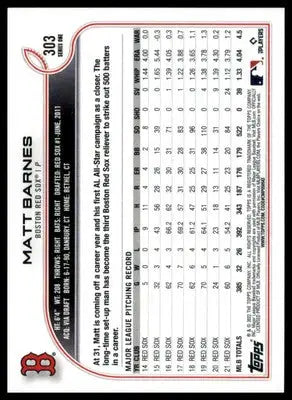 Matt Barnes 2022 Topps #303 Boston Red Sox - Baseball Card Single