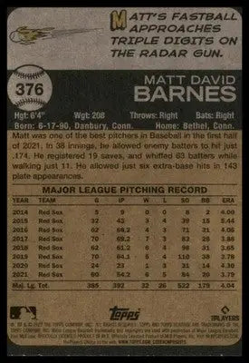 Matt Barnes 2022 Topps Heritage #376 Boston Red Sox - Baseball Card Single