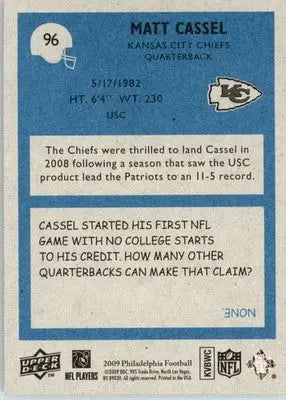 Matt Cassel - 2009 Philadelphia - #96 - Football - Football Card Single