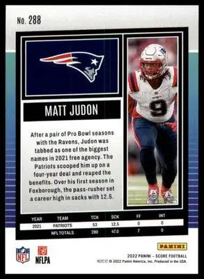 Matt Judon 2022 Score #288 New England Patriots - Football Card Single