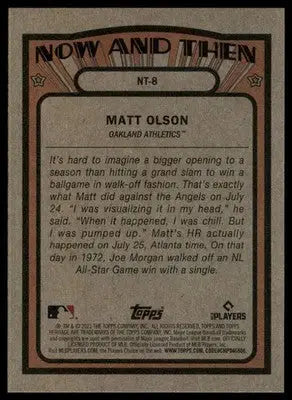 Matt Olson 2021 Topps Heritage Now and Then #NT-8 Oakland Athletics - Baseball Card Single