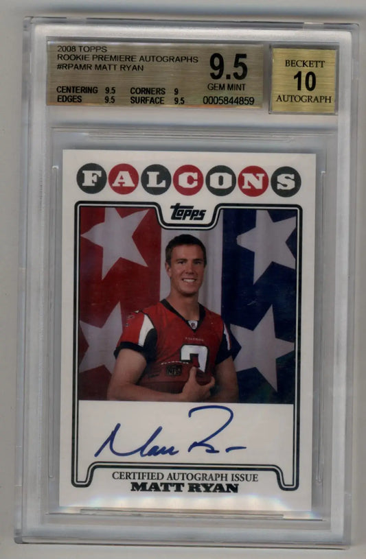 Matt Ryan 2008 Topps Rookie Premiere Auto BGS 9.5 Gem Mint - Football Card Single
