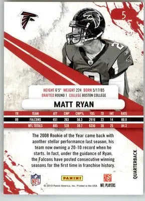 Matt Ryan - 2010 Panini Rookies & Stars - #5 - Football - Football Card Single