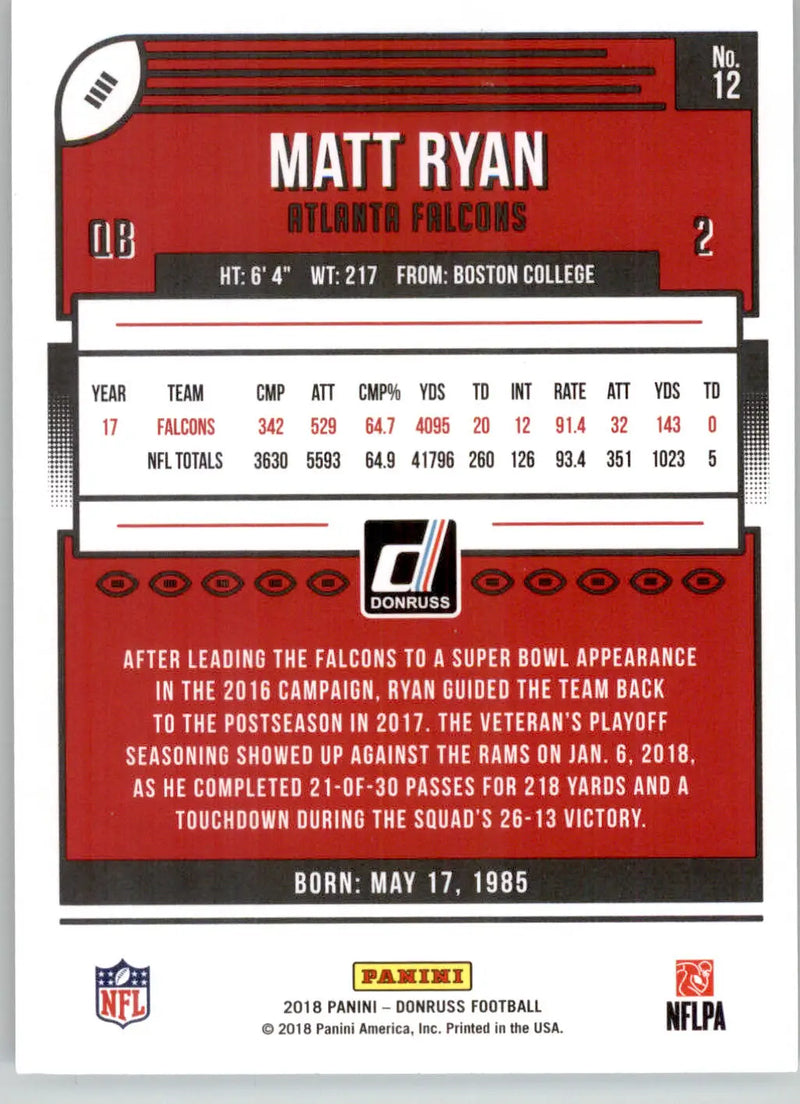 Matt Ryan - 2018 Donruss - #12 - Football