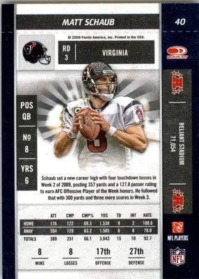 Matt Schaub - 2009 Playoff Contenders - #40 - Football - Football Card Single