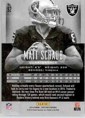 Matt Schaub - 2014 Panini Prestige - #92 - Football - Football Card Single