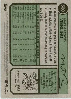 Matt Vierling - 2023 Topps Heritage - #530 - Baseball - Baseball Card Single