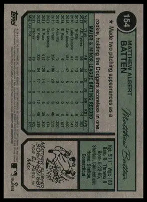 Matthew Batten Rookie 2023 Topps Heritage #154 San Diego Padres - Baseball Card Single