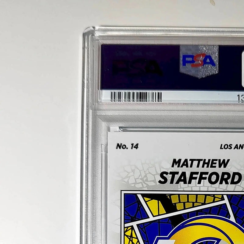 Matthew Stafford 2024 Panini Sticker Collection 38/349 #14 Blue Foil PSA 8 NM-MT