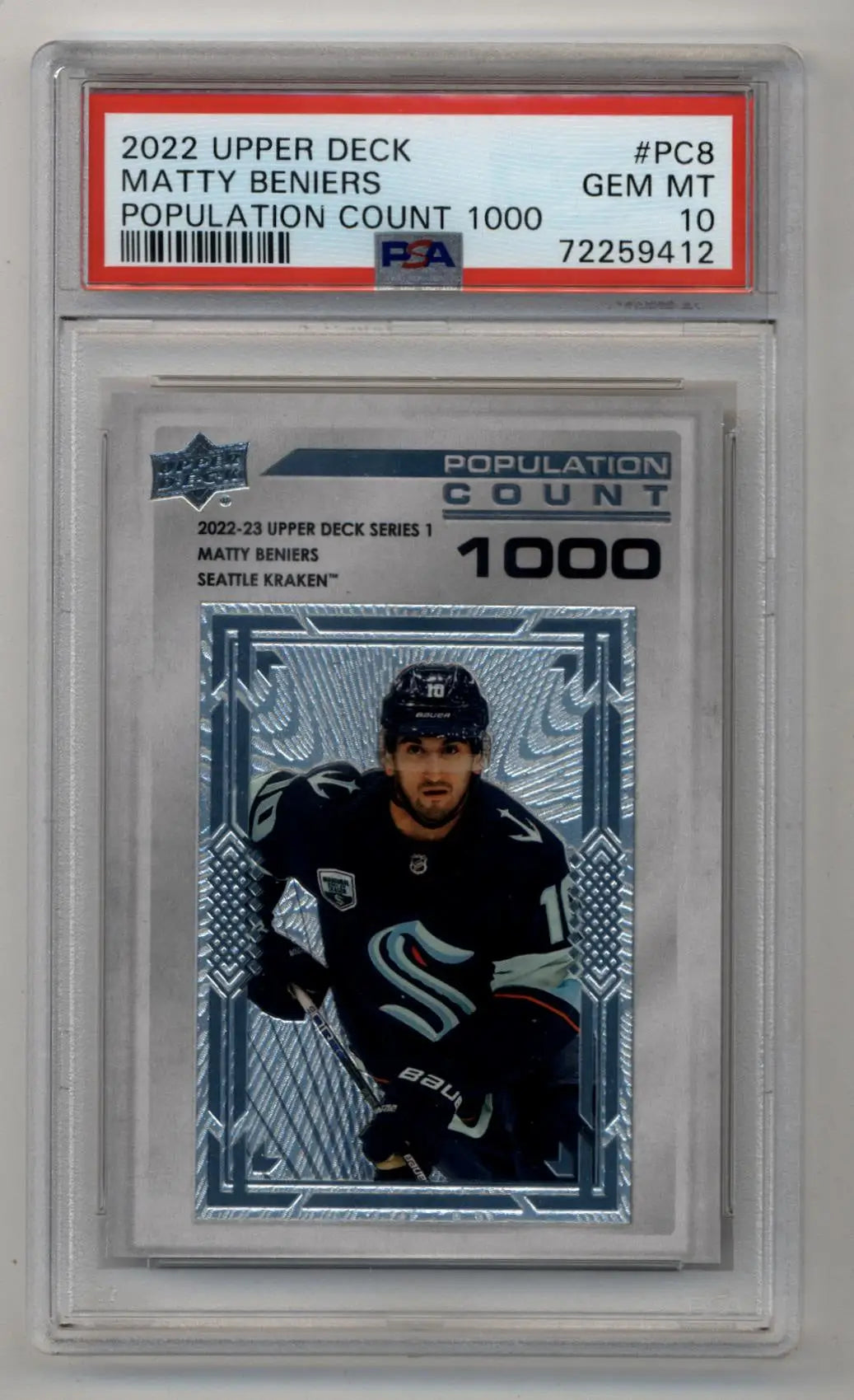 Matty Beniers 2022-23 Upper Deck Population Count 1000 PSA 10 Gem Mint - Hockey Card Single