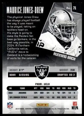 Maurice Jones-Drew 2014 Panini Certified Red #/249 #71 Oakland Raiders - Football Card Single