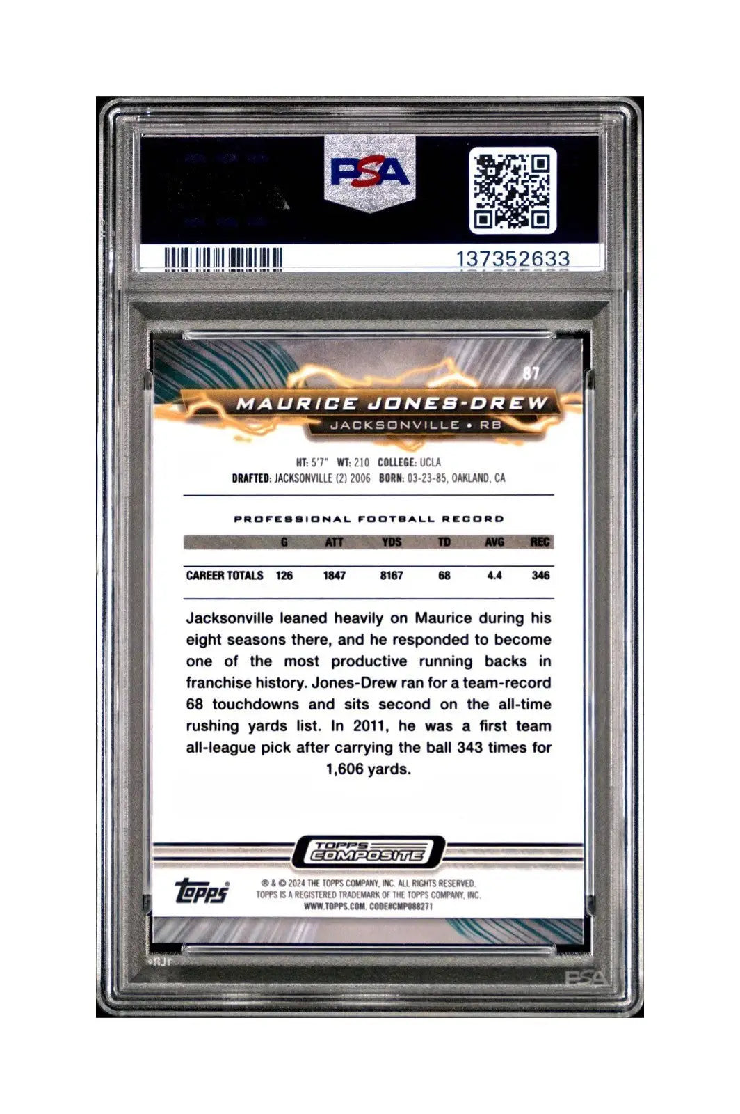 Maurice Jones-Drew 2023 Topps #87 4/5 Resurgence Red Power Surge PSA 9 Mint - Football Card Single