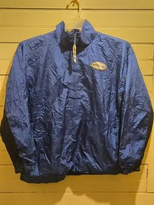 Max Active Jacket Mens L Blue Yellow Windbreaker Half Zip Nylon Pullover Sport - Apparel