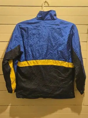 Max Active Jacket Mens L Blue Yellow Windbreaker Half Zip Nylon Pullover Sport - Apparel