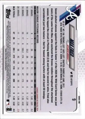 Max Fried 2021 Topps #9 Atlanta Braves - Baseball Card Single