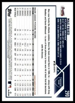 Max Fried 2023 Topps #290 Atlanta Braves - Baseball Card Single
