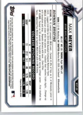 Max Meyer - 2021 Bowman - #BCP-66 - Chrome Prospects Mojo Refractor Baseball - Baseball Card Single
