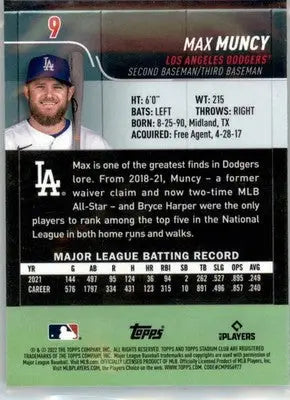 Max Muncy - 2022 Stadium Club Chrome - #9 - Baseball - Baseball Card Single