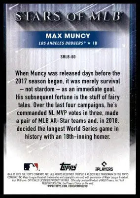 Max Muncy 2022 Topps Stars of MLB #SMLB-60 Los Angeles Dodgers - Baseball Card Single