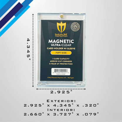 Max Pro Ultra Clear Magnetic Card Holder 75pt w/Sleeve Size - Collectible Trading Card Cases