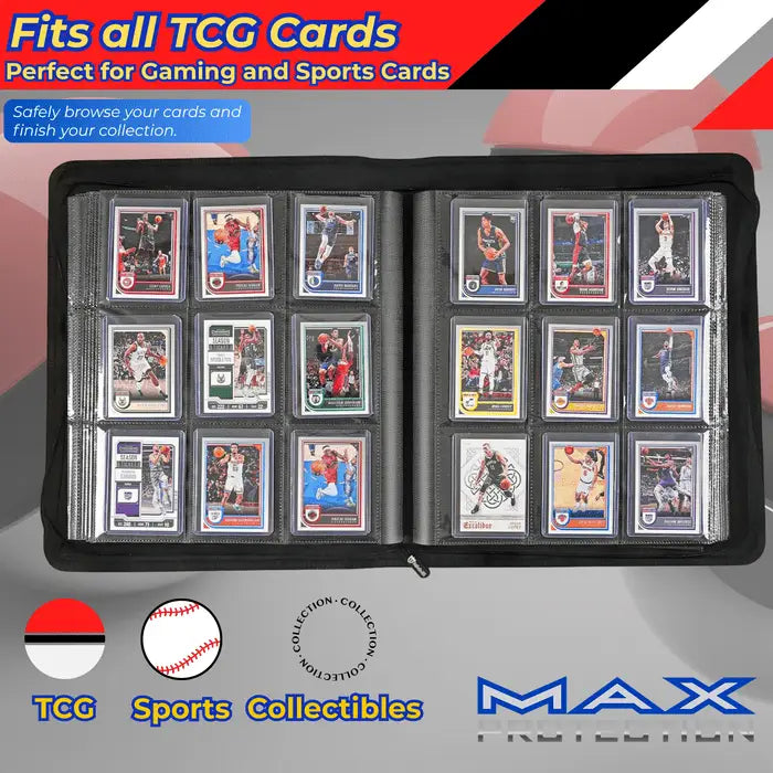 Max Pro Ultra Guardian Top Loader Binder | Holds 252 Standard 3″×4″ Sports & Pokemon Cards - Sports Card Hobby Boxes