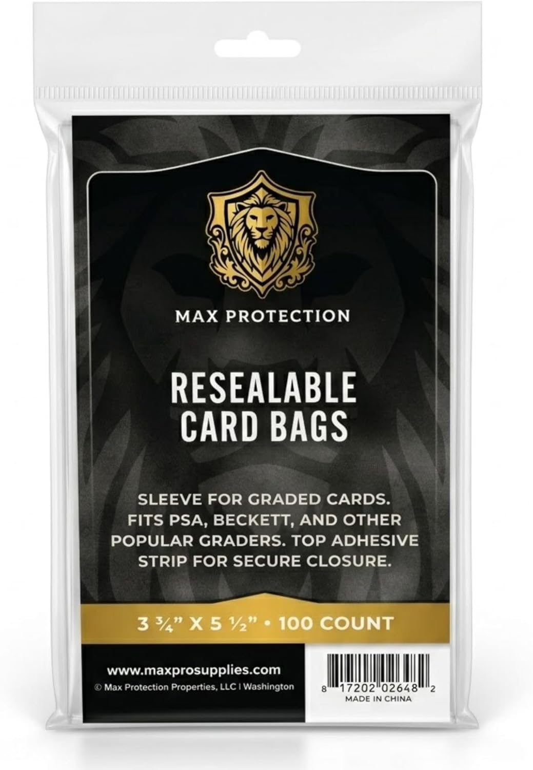 Max Protection Graded Card Sleeves (100 Count) – Resealable Slab Bags for PSA, SGC, BGS & CGC Graded Cards