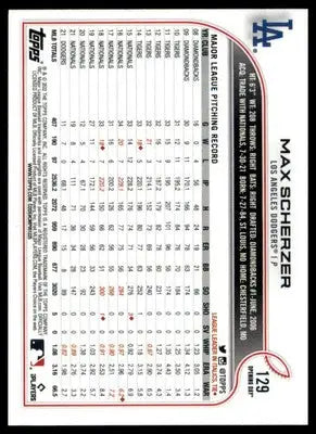 Max Scherzer 2022 Topps Opening Day #129 Los Angeles Dodgers - Baseball Card Single