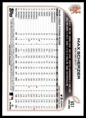 Max Scherzer 2022 Topps Update #US1 New York Mets