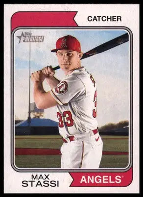 Max Stassi 2023 Topps Heritage #115 Los Angeles Angels - Baseball Card Single
