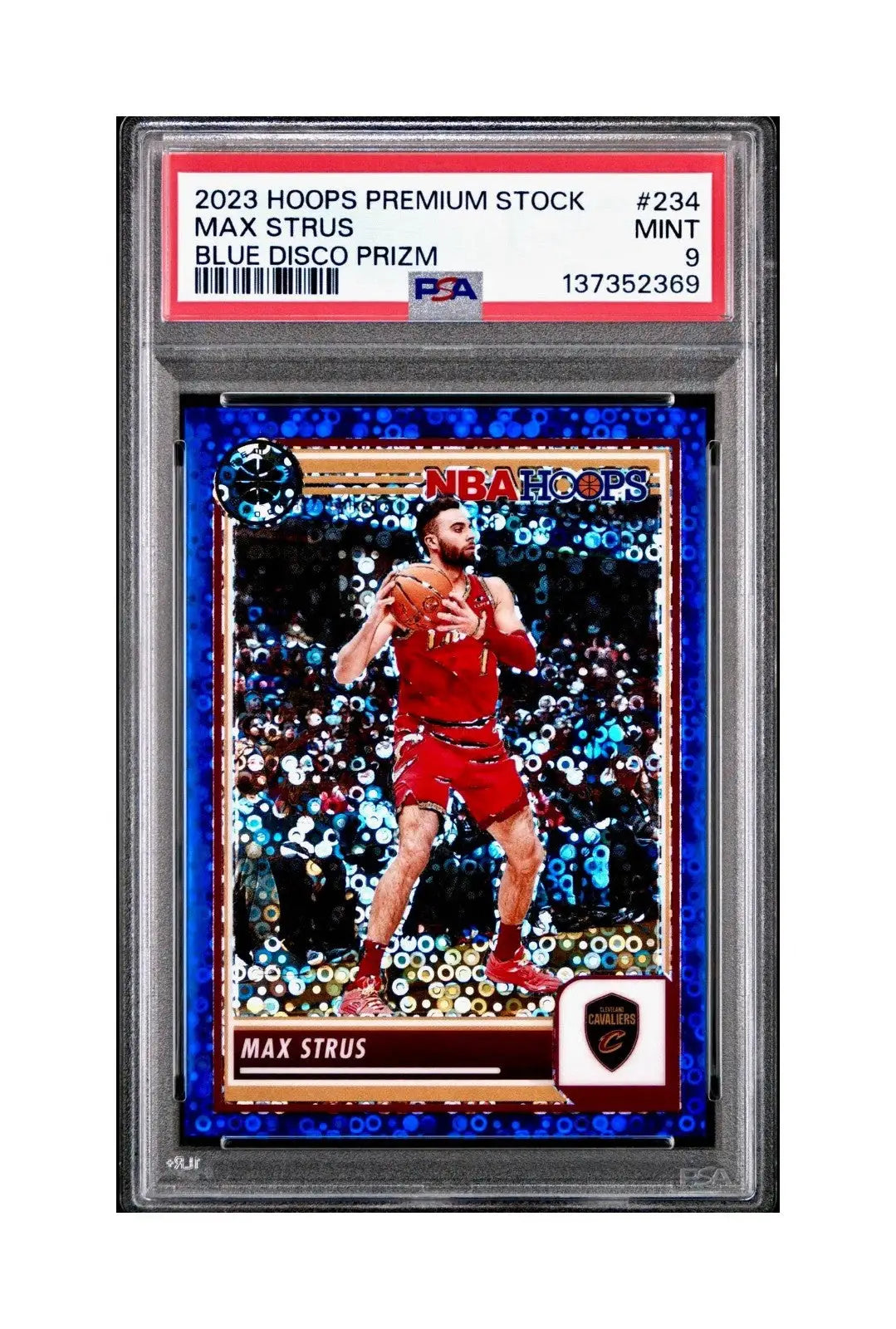 Max Strus 2023 Panini Hoops Premium #234 27/99 Blue Disco Prizm PSA 9 Mint