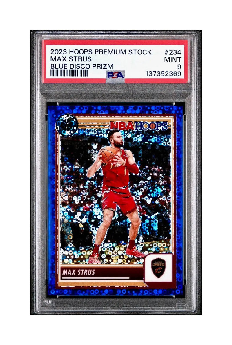 Max Strus 2023 Panini Hoops Premium #234 27/99 Blue Disco Prizm PSA 9 Mint
