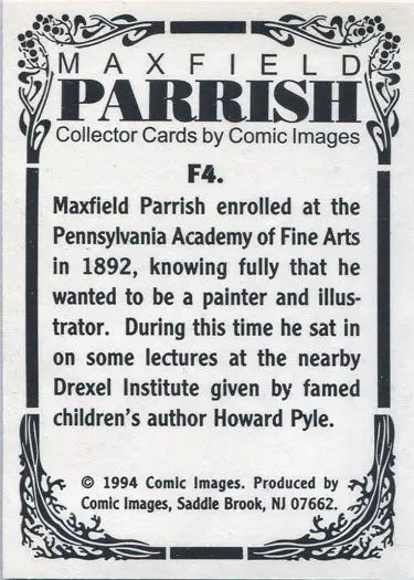 Collector card showcasing Maxfield Parrish biography, featured in a Foil Chase Card