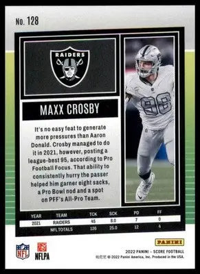 Maxx Crosby 2022 Score #128 Las Vegas Raiders - Football Card Single