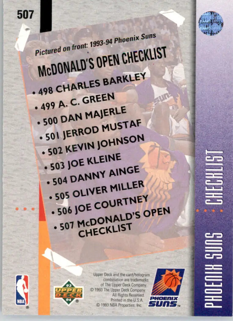 McDonald’s Open Checklist - 1993-94 Upper Deck - #507 - Basketball - Basketball Card Single