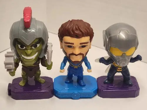 Collectible Marvel Avengers Endgame bobblehead toys from McDonalds 2020 Avengers Endgame pack
