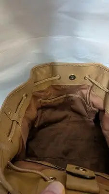 MCM Visetos Drawstring Shoulder Bag Brown Gold Plate Logo Monogram Bottom Studs - Other