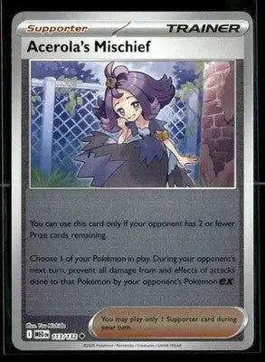 ME01: Mega Evolution Acerola’s Mischief Reverse Holo Uncommon,Supporter #113/132 - Pokémon Card Single