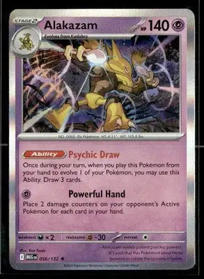 ME01: Mega Evolution Alakazam Holo Rare,Psychic #056/132 NM - Pokémon Card Single