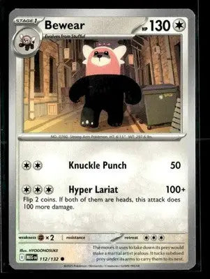 ME01: Mega Evolution Bewear Common,Colorless #112/132 NM - Pokémon Card Single