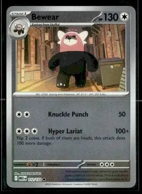 ME01: Mega Evolution Bewear Reverse Holo Common,Colorless #112/132 NM - Pokémon Card Single