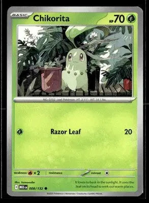 ME01: Mega Evolution Chikorita Common,Grass #008/132 NM - Pokémon Card Single