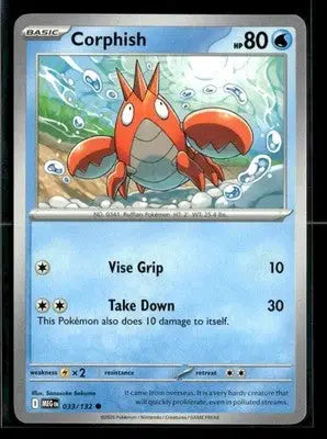 ME01: Mega Evolution Corphish Common,Water #033/132 NM - Pokémon Card Single