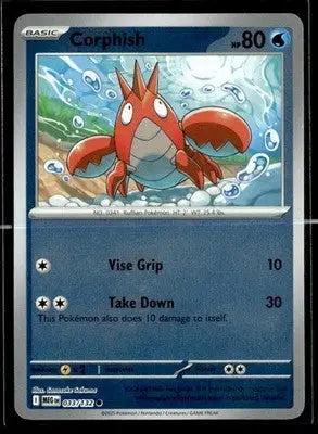 ME01: Mega Evolution Corphish Reverse Holo Common,Water #033/132 NM - Pokémon Card Single