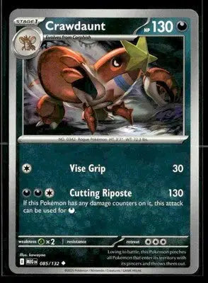 ME01: Mega Evolution Crawdaunt Uncommon,Darkness #085/132 NM - Pokémon Card Single